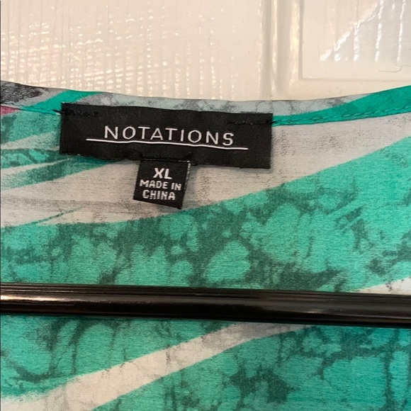 Notations Multicolor Green and Pink Sleeveless Blouse XL EUC - Picture 2 of 3